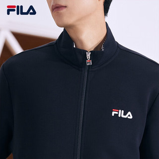 FILA 斐乐男子外套时尚基础休闲通勤立领针织上衣 传奇蓝-NV-补货 175/96A/L