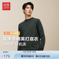 红豆(Hodo)【软羊羊】针织衫男秋季可机洗毛衣含羊绒贴身穿圆领毛衫 G4翠微绿 180【145-160斤】