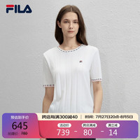 FILA 斐乐女子织衫2024秋季时尚休闲简约基础短袖上衣 标准白-WT 160/62A/S