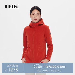 AIGLE艾高秋冬款户外保暖时尚休闲修身全拉链抓绒衣女士上衣外套 漆树红 AX541 36