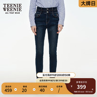 Teenie Weenie【抗静电+抑菌】小熊2024年双高腰修身牛仔裤女 深蓝色 170/L