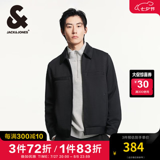 杰克·琼斯（JACK&JONES）男装衣服秋季新款时尚百搭舒适通勤商务风千鸟格提花夹克外套男 E43 纯黑色 1