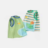 齐齐熊 cicibear男童背心夏季薄款儿童无袖圆领上衣条纹休闲上衣女 彩条色 120cm