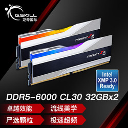 G.SKILL 芝奇 64GB(32Gx2)套装 DDR5 6000频率 台式机内存条-幻锋戟RGB灯条(科技银)/C30