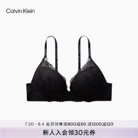 Calvin Klein【黑标系列】24秋季女士ck蕾丝聚拢厚垫深V文胸QF7908AD UB1-太空黑 32B 32/70B