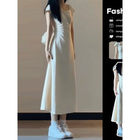 LaChapelle拉夏贝尔连衣裙子夏天女装夏季2024短袖吊带套装衣服米白色M-95-105斤