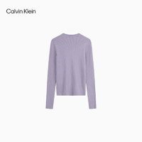 Calvin Klein Jeans24秋季女士简约ck刺绣休闲净色打底修身针织衫J224777 PC1-凤信紫 L