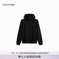 Calvin Klein运动24秋季男士休闲ck提花织带户外跑步连帽外套GMS4O525 BAE-太空黑 M