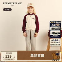Teenie Weenie Kids小熊童装24秋季女童可爱短款插肩连帽卫衣 酒红色 160cm