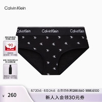 Calvin Klein【摩登引力带】24秋季女士ck提花半包臀防夹臀内裤女QF8206AD PCS-黑底字母 M