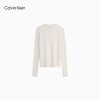 Calvin Klein Jeans24秋季女士简约ck刺绣休闲净色打底修身针织衫J224777 YBI-牛乳白 M