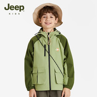 Jeep儿童休闲运动单层上衣中大童户外防风防水大衣外套 精灵绿 120