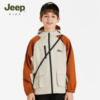 Jeep儿童休闲运动单层上衣中大童户外防风防水大衣外套 茶栗色 140