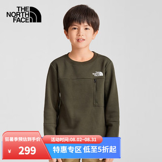 THE NORTH FACE 北面 童装男童卫衣春秋款圆领儿童户外上衣内搭5AZA 21L/绿色 140/S