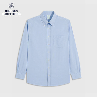 布克兄弟（BrooksBrothers）男士24早秋免烫纯棉细格纹正装衬衫 B485-深蓝色 16/2