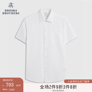 布克兄弟（BrooksBrothers）男士24春夏修身版免烫简约短袖正装衬衫 1001-白色 15