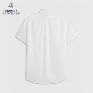 布克兄弟（BrooksBrothers）男士24春夏修身版免烫简约短袖正装衬衫 1001-白色 15