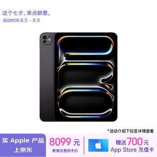 Apple/苹果【教育优惠】iPad Pro 11英寸 M4芯片 2024年平板电脑(256G WLAN版/MVV83CH/A)深空黑色