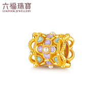 LUKFOOK JEWELLERY 六福珠宝 花韵系列 FIA1TBP0017 硬金珐琅工艺花边蔓妙黄金转运珠 0.64g