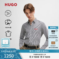 HUGO男士秋季2024条纹棉质府绸面料宽松版型衬衫 405-黑白条纹 S