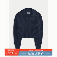 HOLLISTER24秋冬辣妹宽松短款长袖Polo领针织衫女 KI350-4170 海军蓝 S (165/88A)