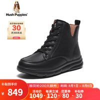 暇步士(Hush Puppies)马丁靴女士高帮系带英伦休闲短靴B5K23DD4 黑色 34