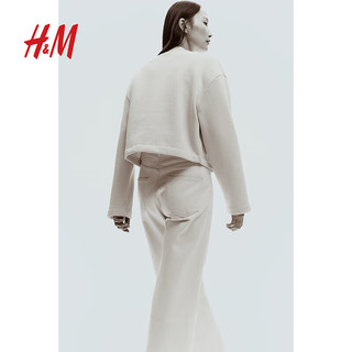 H&M2024秋季女装卫衣开衫1253725 浅米色 160/88