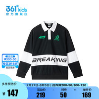 361°361度童装男童长袖POLO衫2024年秋季中大童 经典黑 150cm