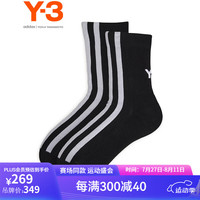 Y-3【运动季】y3 STRP SOCK休闲裤袜男女同款透气短袜子51-IZ3173 黑色 S 22-24