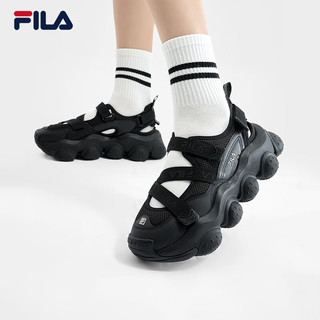 FILA 斐乐 女鞋FRAGOLA摩登凉鞋2024夏季时尚休闲草莓凉鞋 黑-BK 37.5