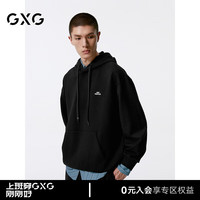 GXG男装 多色字母绣花简约连帽卫衣男士24年秋季G24X313013 黑色 165/S