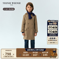 Teenie Weenie Kids小熊童装24冬季新男女童宝双排扣连帽毛呢外套 米色 150cm