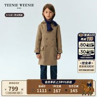 Teenie Weenie Kids小熊童装24冬季新男女童宝双排扣连帽毛呢外套 藏青色 130cm