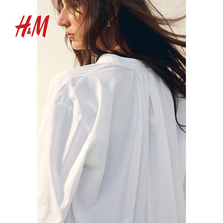 H&M2024秋季女装宽松上衣1241084 白色 170/104