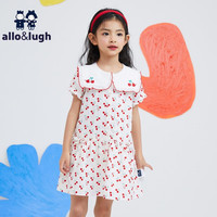 阿路和如allo&lugh童装女童连衣裙翻领时尚可爱公主裙子仙女 白色 130cm