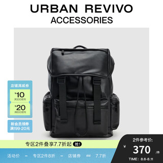 URBAN REVIVO 2024秋季男士通勤软皮大容量背包UAMB40090 黑色