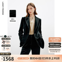 朗姿正肩高级感气质复古丝绒西服外套职业通勤西装上衣2024冬 花园绿色 XL