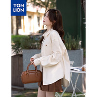 唐狮 TONLION2024秋季长袖衬衫女早秋薄款灯芯绒衬衫外套可内搭TB 米白 M