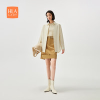 HLA海澜之家长袖衬衫春秋24宽松纯色挺括衬衣女装HNEAW3W310A 奶油黄V4 170/92A XL115~130斤