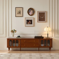 林氏家居中古风实木电视柜落地客厅2024茶几储物柜林氏木业RP1M-A 【红茶色|1.8m】复古电视柜
