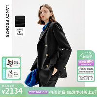 朗姿羊毛西服外套2024年高级感职业气质秋季女士通勤黑色西装 黑色 2XL