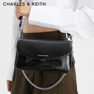 CHARLES&KEITH24秋季CK2-20782418链条翻盖手提小方包斜挎包 CK2-20782418Noir黑色 S