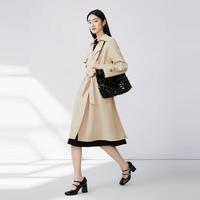 LIME FLARE莱茵风衣棕色2024秋季简约长款外套可拆卸腰带 甜玉米 2XL