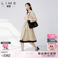 LIME FLARE莱茵风衣棕色2024秋季简约长款外套可拆卸腰带 甜玉米 L