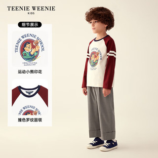 Teenie Weenie Kids小熊童装24秋款男童学院风小熊插肩袖长袖T恤 藏青色 160cm