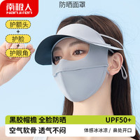 南极人帽檐脸基尼防晒口罩女夏季冰丝防晒面罩潮遮脸透气遮阳开车装备 气质灰【全脸防晒/抗光老】