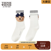 Teenie Weenie小熊2024年早秋可拆卸公仔中筒袜可爱设计感女袜 灰色 FRE