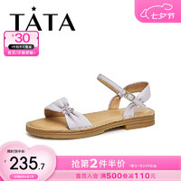 他她（TATA）休闲一字带凉鞋女平底百搭凉鞋外穿夏季YBE05BL3 紫色 36