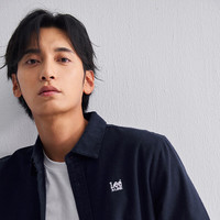 Lee 李 男士抓绒刺绣小Logo多色衬衫 LMT009100206 海军蓝 M