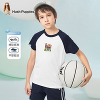 暇步士(Hush Puppies)童装男女童短袖2024夏装儿童精梳棉汗布透气舒适时尚短袖T恤 C款藏蓝 150cm